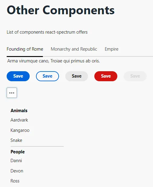 image react-spectrum components