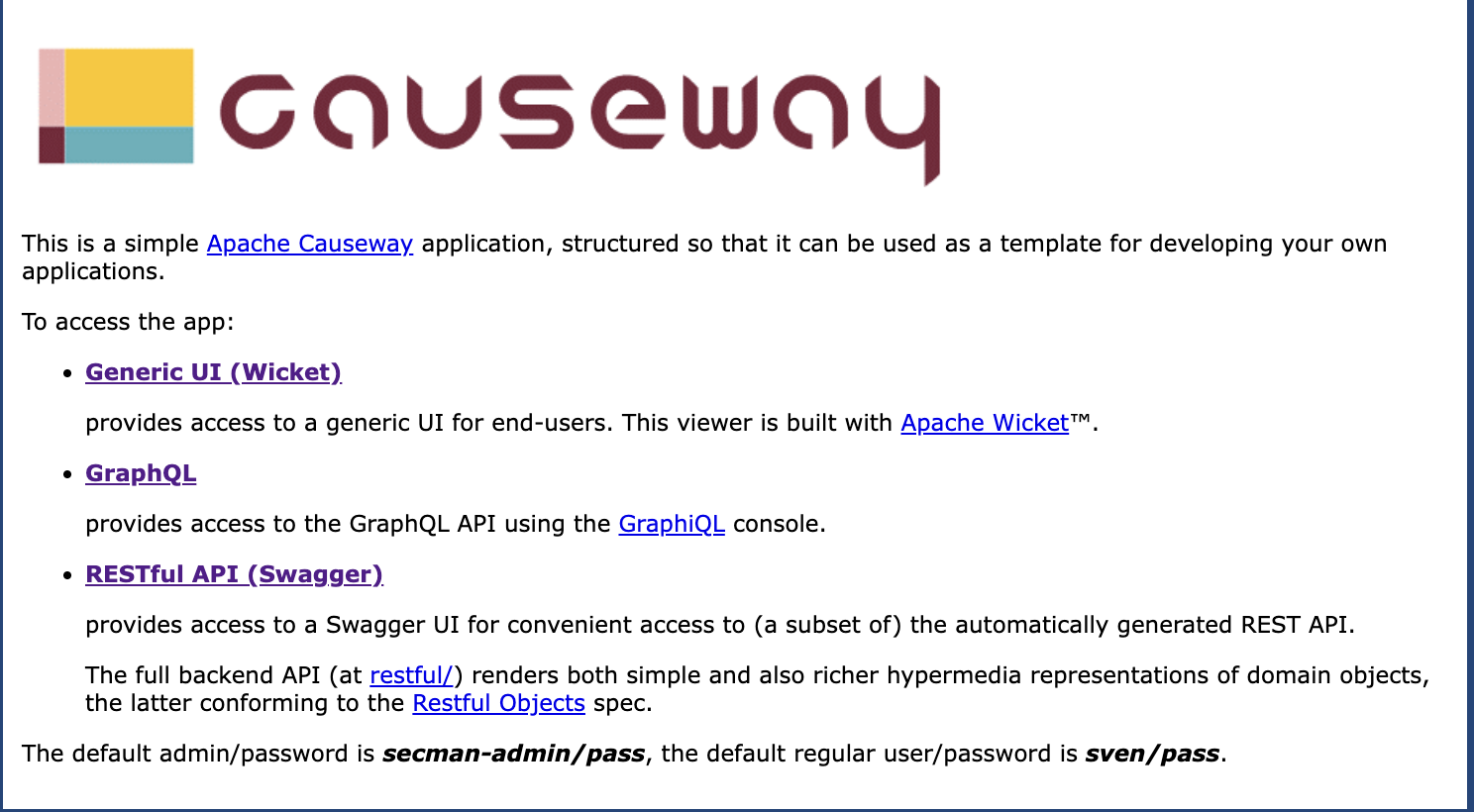 Apache Causeway - an Introduction - welcome page