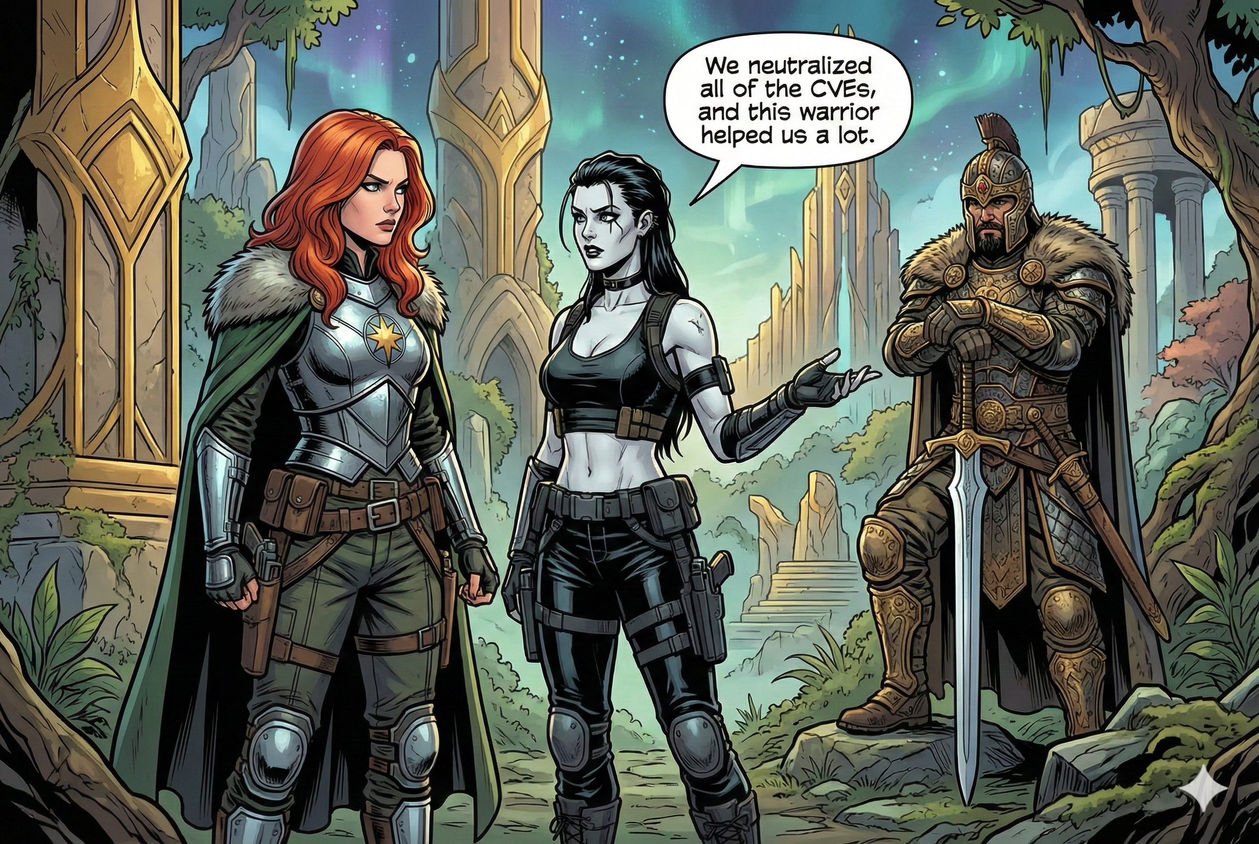 Mina reports to Gord and says &ldquo;We neutralized all of the CVEs, and this warrior helped us a lot.&rdquo;