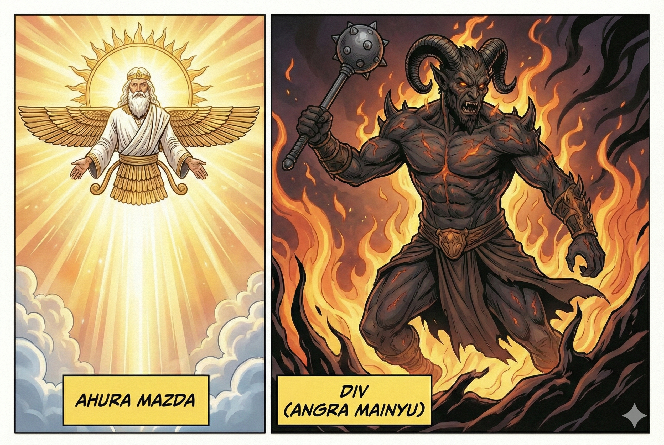 Ahura Mazda vs Div (Angra Mainyu)
