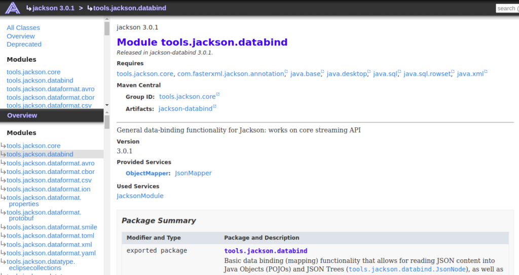 All Jackson artifacts are combined to a coherent project profile.